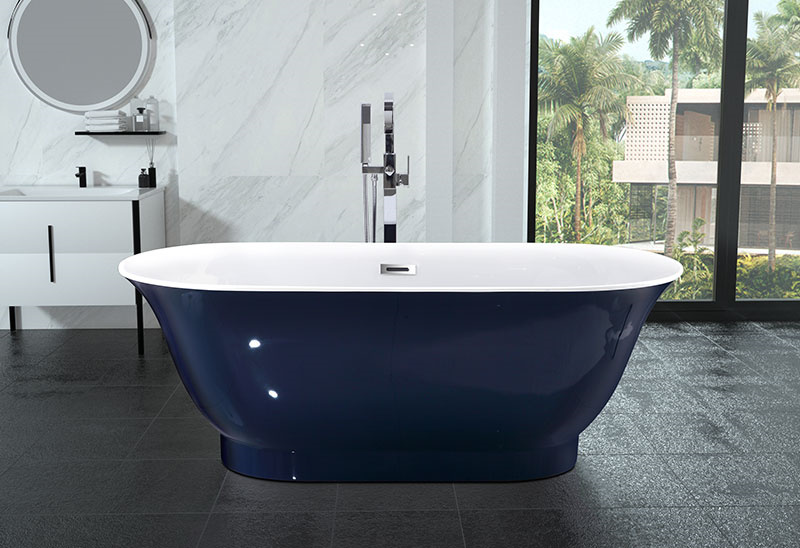 Vasca da bagno a immersione in acrilico da 67 pollici blu scuro